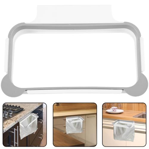 Hanging Trash Bag Holder Over the Drawer Kitchen Garbage Bag Rack | Under Sink Trash Can Plastic Cupboard Door Mounted Holder Recycle Bin for Kitchen Grey