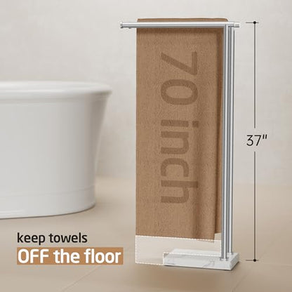 KES Standing Towel Rack, Marble Base, 36" H, L-Shape, Brushed Finish | Equal-height, Heavy 9 lbs Base, 304 Stainless Steel, Anti-Tip & Anti-Loosening, Fits Bath Sheets, No Drilling Required - size: 37 inch (2-tier, Equal Height)