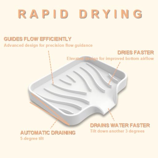 Silicone Soap Dish with Drainer, Fast Dry Kitchen Bath White Small 2-Pack | Soft silicone non-slip holder for sponge, dispenser, scrubber, bottle&cup,Quick-dry prevents mildew in shower, kitchen & bath - color: White, size: Small