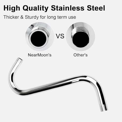 NearMoon S Shaped Shower Head Riser Arm, Shower Extender Arm with Flange, Standard 1/2" Connection- Bathroom Accessory (10 Inch, Chrome) - color: Chrome, style: 10 Inch