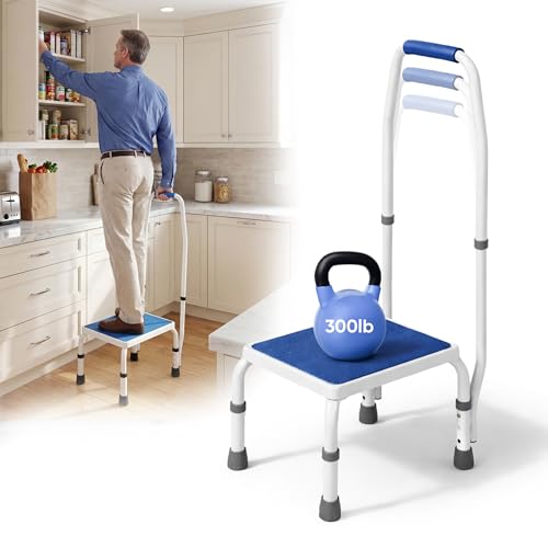 Step Stool with Handle for Elderly, Bed Step Stools for Seniors WithHandles - size: 300 lb. Capacity - 1 Step