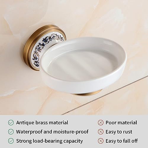 Antique Bronze Brass Soap Dish, Soap Holder Wall Mounted Bathroom Hardware Accessories,Porcelain Design - color: Soap Holder