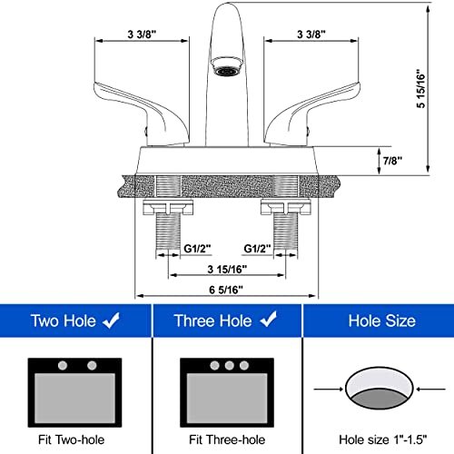 J-HVA 2 Handle 4 Inch Bathroom Sink Faucet with Pop up Drain, Matte Black | 4 Inch Centerset Faucet for Lavatory Bathroom Sink, Professional Modern Vessel Deck Mount Vanity rv Faucet with Supply Lines - color: Matte Black