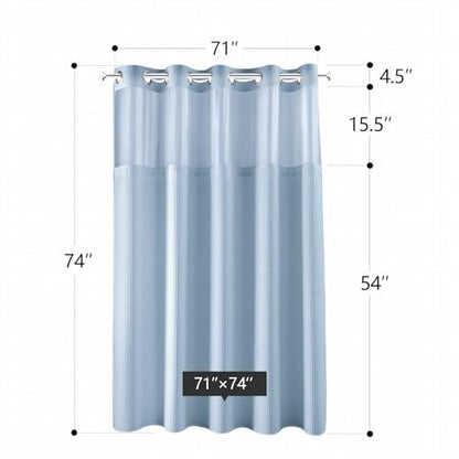 River Dream Cotton Blend Shower Curtain Set with Liner, Misty Blue, 71x74 | Waffle Weave, No Hook Needed, with Snap in Replacement Liner, Top Sheer Window, Hotel Quality Fabric for Bathroom - color: Misty Blue, size: 71"W x 74"L (Pack of 1)