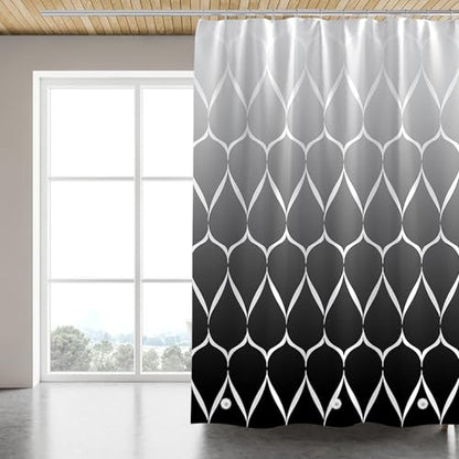 Shower Curtain Liner, 100% Waterproof Peva Shower Curtains with 3 Duty Heavy Bottom Magnets and 12 Rust Proof Grommets, 72x72 Weighted Shower Liner for Shower Stall, Bathtubs - color: Gradient Black Grid