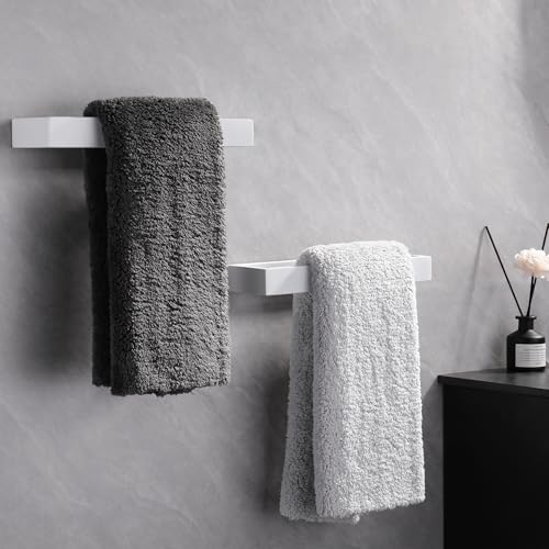 GERZWY Bath Towel Holder Stainless Steel Towel Hanger Wall Mount Towel Ring for Bathroom 2 Pack, White - color: White