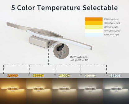 Joossnwell Bathroom Vanity Light Modern Bathroom Lighting Fixture Over Mirror Brushed Nickel 5CCT Dimmable Led Bath Vanity Light Bar 31.5 Inch - color: Brushed Nickel, size: 31.5 inch long