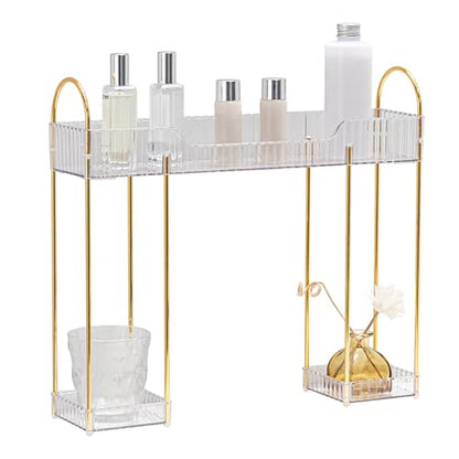 YCIA&DONE Bathroom Countertop Organizer Over the Faucet, Narrow Counter Organizers Above Sink, Table Mounted Shelf for Kitchen, Toilet, Laundry(White Clear) - color: White Clear