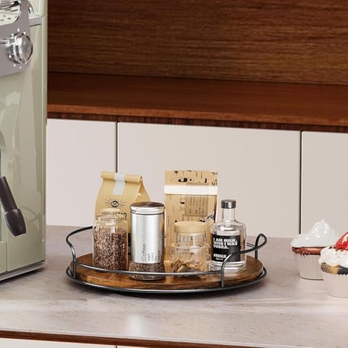 LAMU Lazy Susan Organizer, 11'' Lazy Susan Turntable for Cabinet, Table Top, Kitchen, Countertop, Bathroom, Pantry, Spice Organization, Wooden,1 Pack - size: 11in 1 Pack
