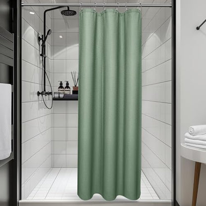 3 in 1 Shower Curtain Set, Waffle Shower Curtain and Liner Set with 6 Double Sided Shower Curtain Hooks, 258GSM Luxury Weighted Cloth Shower Curtain for Shower Stall, 36 W x 72 H, Sage Green - color: Sage Green, size: 36"W x 72"L (Pack of 1)