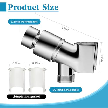 Adjustable Handheld Shower Head Holder Bracket Easy Wall Mount Shower Head Mount for Bathroom Hand Shower All Metal Adjustable Shower Bracket for Connecting Shower Arm and Shower Hose (Chrome) - color: Polished Chrome