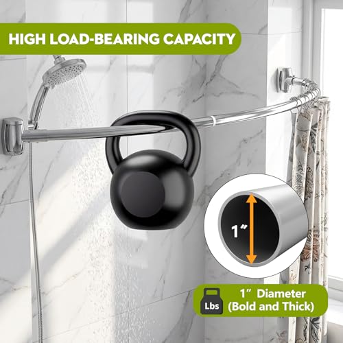 Curved Shower Curtain Rod， Adjustable 33-78 Inches Silver All Stainless Steel Curved Shower Rod， Shower Curtain Rod for Extra Shower Space for Bathroom, Bathtub, Stall, No Rust, Need to Drill - color: Silver