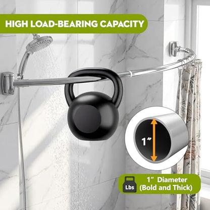 Curved Shower Curtain Rod， Adjustable 33-78 Inches Silver All Stainless Steel Curved Shower Rod， Shower Curtain Rod for Extra Shower Space for Bathroom, Bathtub, Stall, No Rust, Need to Drill - color: Silver
