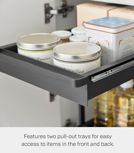 Yamazaki Home Under-Sink Rack, Two-Tier with Pull-Out Shelf, Steel, Black | Versatile under-sink rack features a two-tier organization system with sliding drawers. Adds practical everyday storage. - color: Black