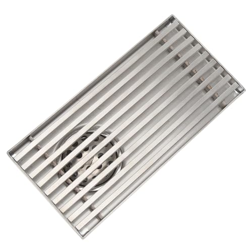 304 Stainless Steel Linear Shower Drain 8 Inch Long 20x10 cm Rectangular Floor Grate for 50 mm Pipe Middle Outlet (Side Drain) - size: Side Drain