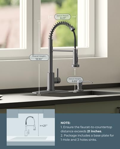FORIOUS Kitchen Sink Faucet, Pull Down Sprayer, Classic High Arc, Grey | Lead-Free Stainless Steel, Single Handle Commercial Spring Kitchen Faucets for Laundry Utility Room, Outdoor Farmhouse Camper - color: Gray