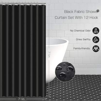 Bathroom Sets with Shower Curtain and Rugs, 8 Pcs Black Bathroom Accessories with Trash Can, Waterproof Shower Curtain, Bathroom Rugs Super Absorbent, Modern Bathroom Sets Complete Decor - size: 5Pcs Bathroom Set + Shower Curtain + Rugs