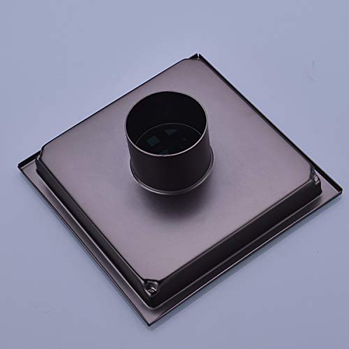 6 inch Stainless Steel Square Shower Floor Drain with Threaded Adapter, Removable Cover Grid Grate, Brushed Bronze Finished - color: Brushed Bronze