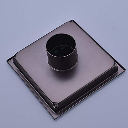 6 inch Stainless Steel Square Shower Floor Drain with Threaded Adapter, Removable Cover Grid Grate, Brushed Bronze Finished - color: Brushed Bronze