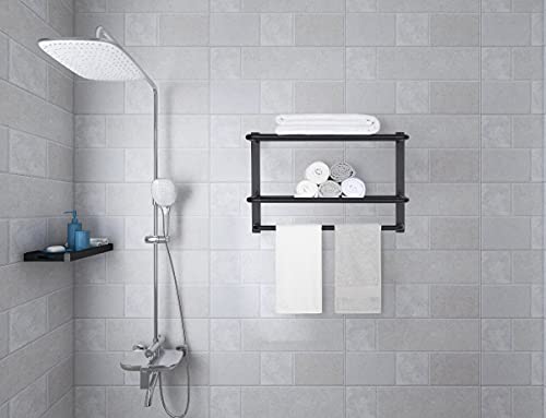 3-Tier Bathroom Towel Rack, SUS 304 Wall Mount, Matte Black - color: Matte Black, size: 23 Inch 3 Tier