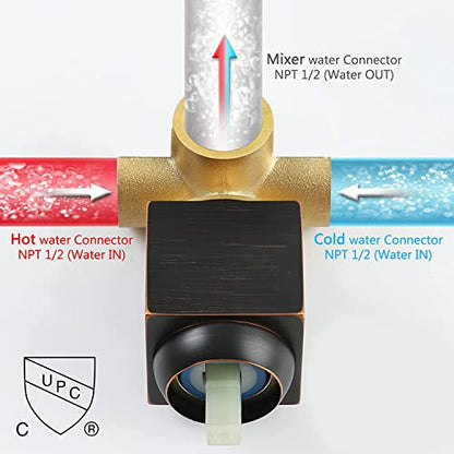 Oil Rubbed Bronze Shower Faucet GGStudy Single Function Shower Trim Kit with Rough-in Valve Shower Set Bath Rainfall Shower Faucet System 8inch Square Stainless Steel Metal Shower Head - color: Oil Rubbed Bronze, style: Square