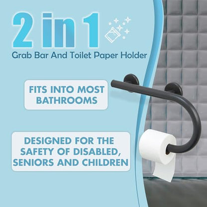 Grab Bar Toilet Paper Holder - Bathroom Safety Aid/304 Stainless/Right/Oil Rubbed Bronze/ 16.5" x 10 - color: Oil Rubbed Bronze, Right Hand