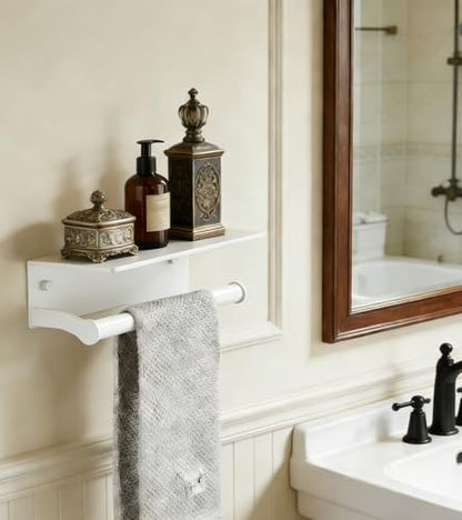 White Paper Towel Holder Wall Mount with Thickened Shelf for Bathroom,Matte White Adhesive Hand Towel Holder,Bathroom Kitchen RV - color: White, size: Thick