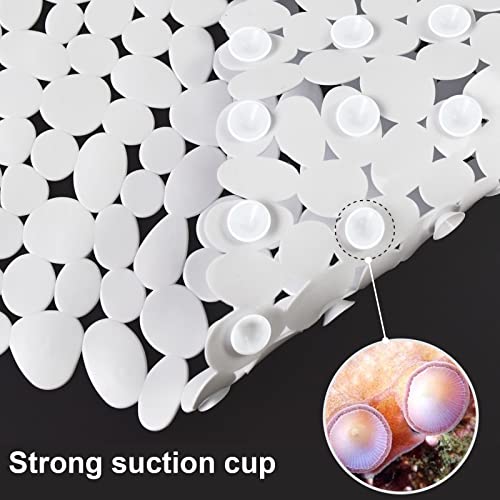 SONGZIMING Pebble Bath Mat for Bathtub to Anti Slip Bathtub Mat in Shower with 16 Inches by 35 Inches (White) - color: White