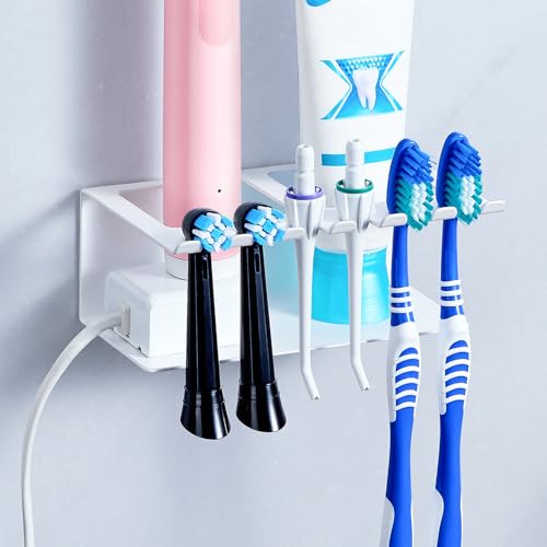 Toothbrush Head Holder, Electric Toothbrush Holders Wall Mount,White,Small | Metal Tooth Brush Holder for Shower, Electric Head Holder Storage, Adhesive Toothbrush and Toothpaste Holder for Bathroom - color: White, size: Small