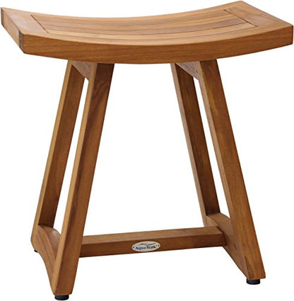 (Fully Assembled) AquaTeak Patented 18" Asia Buru Teak Shower Bench | Durable, Water-Resistant Teak, Shower Chair & Shaving Foot Rest, Indoor/Outdoor Use - size: C. Bench Fully Assembled