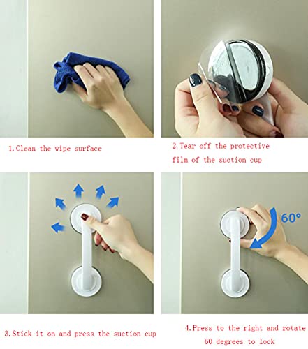 WANLIAN Powerful Suction Cup Glass Mirror Door Handle, Refrigerator Drawer Bathroom Suction Cup Wall handrail, Bathtub Shower Handle Kitchen Drawer Cabinet Handle Suction Cup (White) | Can be used for glass sliding doors, refrigerator doors, kitchen drawe