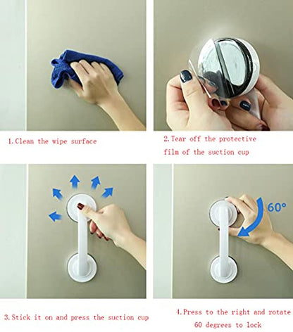 WANLIAN Powerful Suction Cup Glass Mirror Door Handle, Refrigerator Drawer Bathroom Suction Cup Wall handrail, Bathtub Shower Handle Kitchen Drawer Cabinet Handle Suction Cup (White) | Can be used for glass sliding doors, refrigerator doors, kitchen drawe