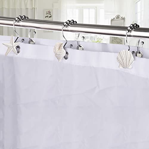 Decorative Shower Curtain Hooks,12 Pcs Seashell Double Shower Curtain Hooks | Decorative Shower Curtain Hooks,12 Pcs Seashell Double Shower Curtain Hooks