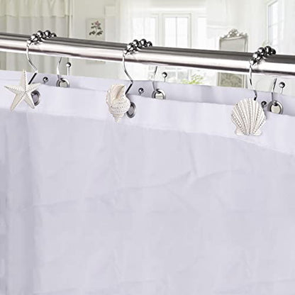 Decorative Shower Curtain Hooks,12 Pcs Seashell Double Shower Curtain Hooks | Decorative Shower Curtain Hooks,12 Pcs Seashell Double Shower Curtain Hooks