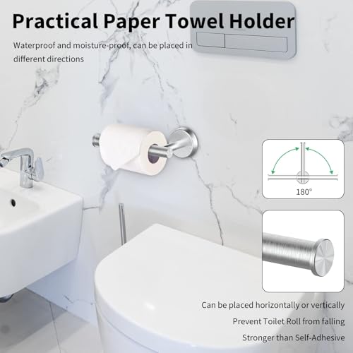 Newfun 10-Pieces Brushed Nickel Bathroom Hardware Set 24 Inch | Includes 24 Inch Towel Racks for Bathroom Wall Mounted, Toilet Paper Holder, Towel Hooks, Towel Rings for Bathroom Wall - color: Brushed Nickel-ring