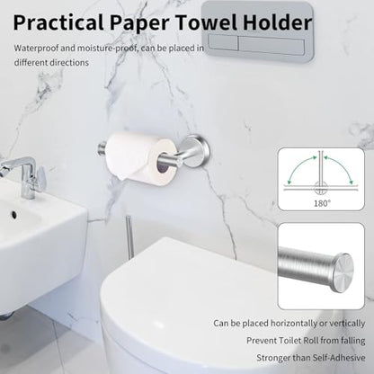 Newfun 10-Pieces Brushed Nickel Bathroom Hardware Set 24 Inch | Includes 24 Inch Towel Racks for Bathroom Wall Mounted, Toilet Paper Holder, Towel Hooks, Towel Rings for Bathroom Wall - color: Brushed Nickel-ring
