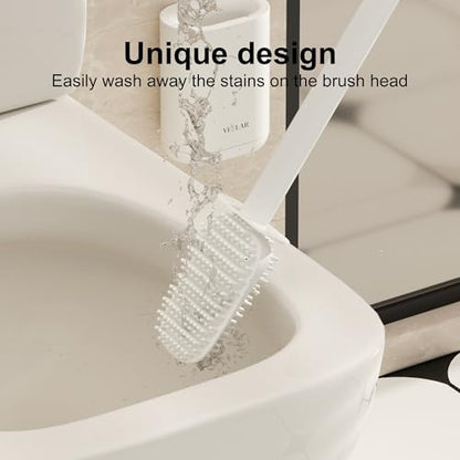 Toilet Brush and Holder Set - Wall Mounted Bathroom Scrub Brush, Toilet Bowl Brush and Plunger Set for Bathroom Cleaner (White) - color: White