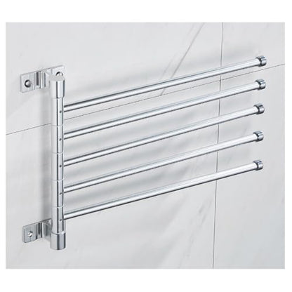 ZHOUXIAO Modern Swing Out Towel Bar Holder with Hooks for Bathroom and Kitchen/Swivel Multiple Towel Rack, Towel Bar Folding Arm Swivel Hanger Bathroom Storage Wall Mounted 5Bars