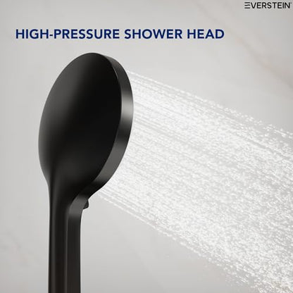 EVESTEIN Adjustable Hand Held Shower with Slide Bar, 3-Function Round Handshower Head with Hose, Matte Black - color: Matte Black