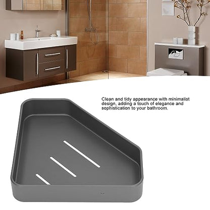 Rustproof Aluminum Corner Shelf | Space Saving Floating Shelf for Bathroom/Kitchen/Balcony | Sturdy Shower Organizer with Easy Installation | Grey Modern Design
