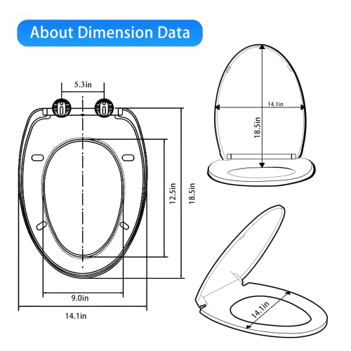 YNR Toilet Seat with Slow Close Hinges, Standard Elongated Toilet Seat with Non-slip Seat Bumpers, Easy to Install & Clean, Heavy Duty PP Material, Fits All Toilet Brands (Y6) - color: Y6