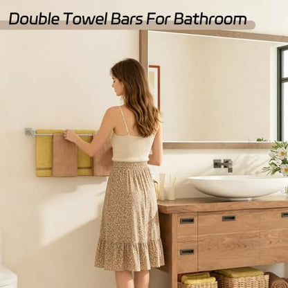 Alise Double Towel Bar, 32" Towel Rack for Bathroom Wall, Brushed Nickel | SUS304 Stainless Steel Bathroom Towel Holder, Quick Drying Towel Hanger Towel Rod, Useable Length 30.8" - color: Brushed Nickel, size: 32-Inch(Joining Process)