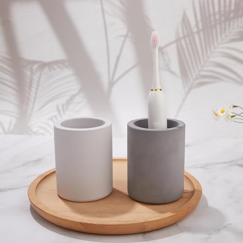 Drying Stone Toothbrush Holder, Diatomite Toothbrush Holders for Bathroom Counter, Quick Drying Electric Toothbrush and Toothpaste Holder Bathroom Organizer, Light Grey - color: Light Grey