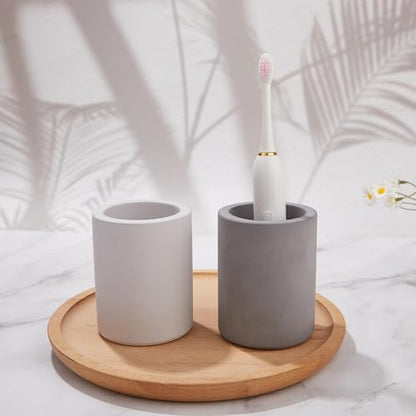 Drying Stone Toothbrush Holder, Diatomite Toothbrush Holders for Bathroom Counter, Quick Drying Electric Toothbrush and Toothpaste Holder Bathroom Organizer, Dark Grey - color: Dark Grey