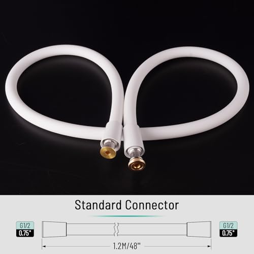 Shower Hose, Bidet Hose SHORT, Soft Silicone Bidet Hose Replacement, 120cm, 47 Inch, Silver - color: White, size: 47 Inches