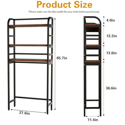 3-Tier Over-the-Toilet Storage Rack, Freestanding Bathroom Organizer | Space-Saving 3-Tier Design, Rust-Resistant Steel Frame, Fits Most Toilets, Easy Assembly (Black) - color: Black