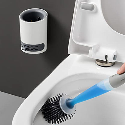 Silicon Toilet Bowl Cleaning Brush Set,Wall Mount Toilet Brush Refillable Toilet Brush Diatom Mud Absorbent Soft Bristled Silicone Toilet Brush
