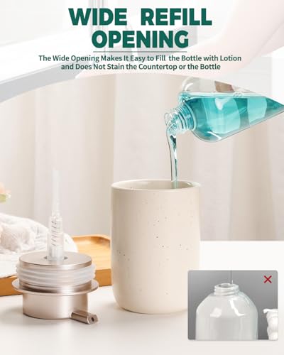 BosilunLife Lotion Pump Dispenser for Kitchen, Bathroom Countertop | Aprcot Soap Dispenser Bathroom Ceramic Dish Liquid Soap Dispenser (Apricot, Liquid Pump) - color: Apricot