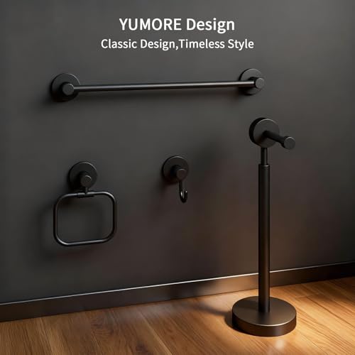 4-Piece Bathroom Set with Privot Toilet Paper Holder | All-in-One Wall Mounted Hardware Combo, Matte Black - size: 4-Free standing