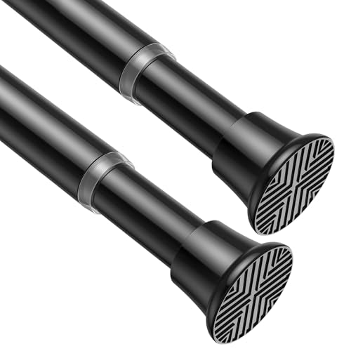 AIZESI Black Tension Rods 24 to 46 Inch, 2Pcs Spring Tension Curtain Rod, No Drilling, Adjustable for Window, Kitchen, Closet, Doorway - color: Black, size: 24“-46“-2P